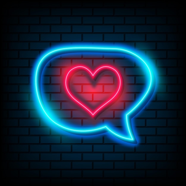 Vettore di amore al neon e illustrazione per post sui social media