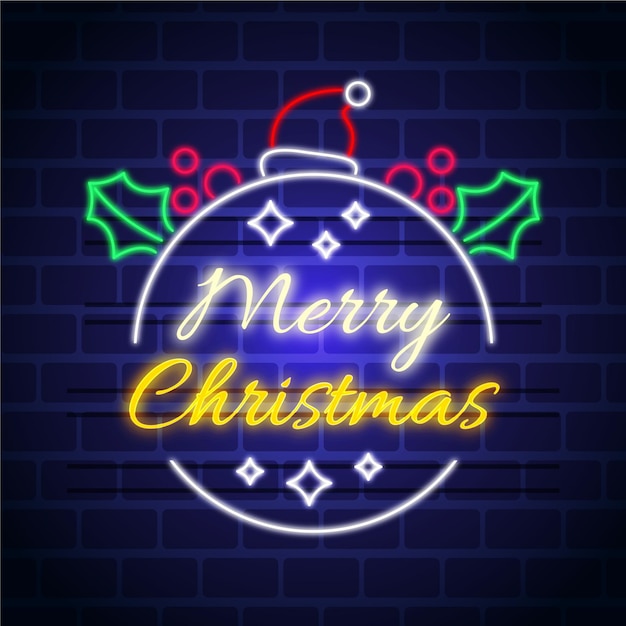 Vector neon merry christmas