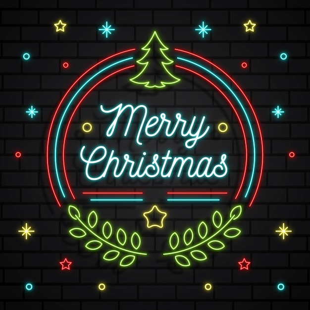 Vector neon merry christmas