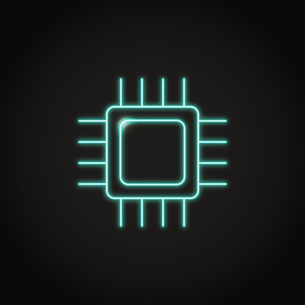 Neon microchip icon