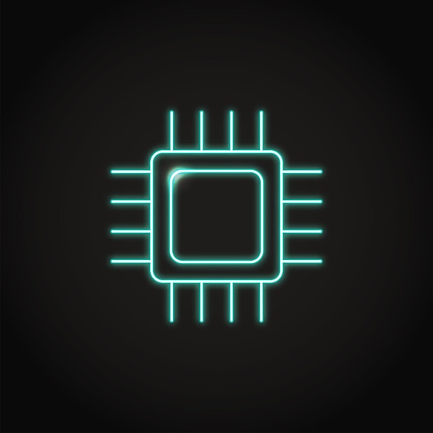 Neon microchip icoon