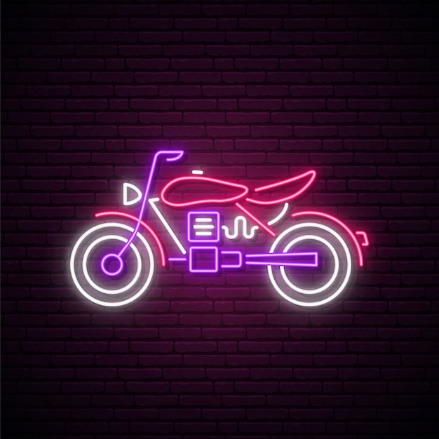 Neon motorfiets teken.