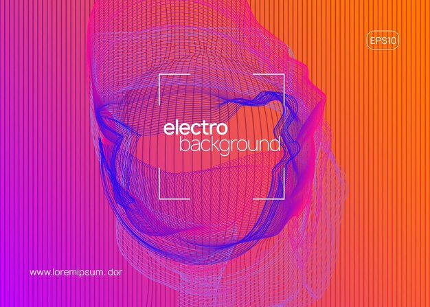 Neon music poster Electro dance dj Electronic sound fest Club