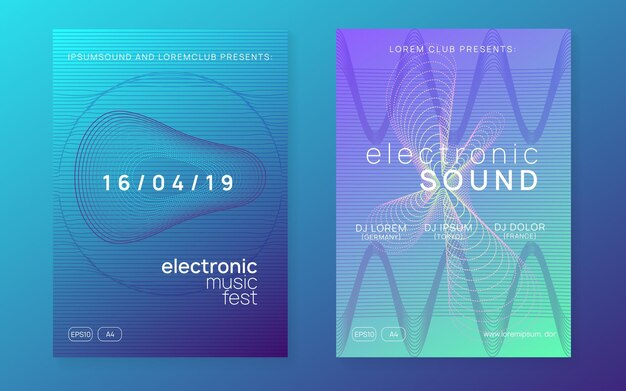 Neon music poster Electro dance dj Electronic sound fest Club