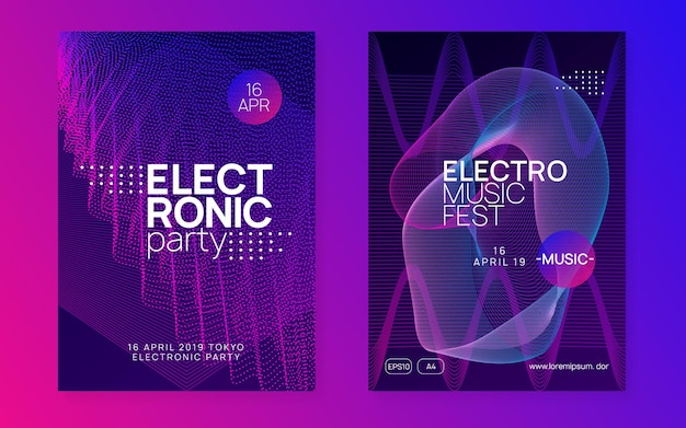 Neon music poster Electro dance dj Electronic sound fest Club