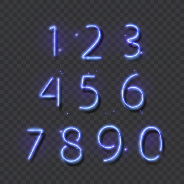 Numeri al neon su sfondo scuro illustrazione vettoriale