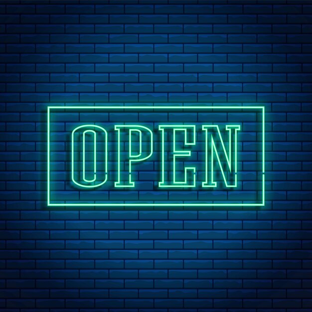 Neon open 24/7 glowing bright signboard