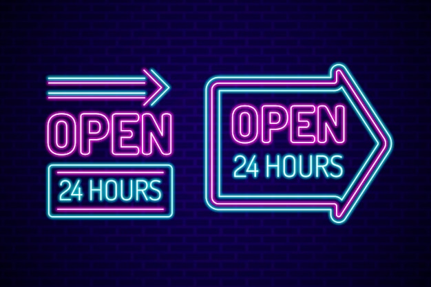 Neon open twenty-four hours sign