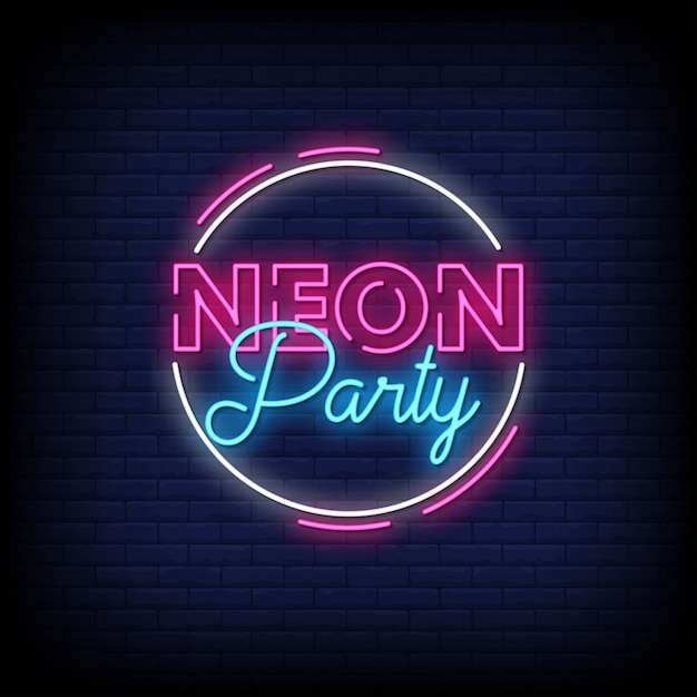 Neon party neon signs style text