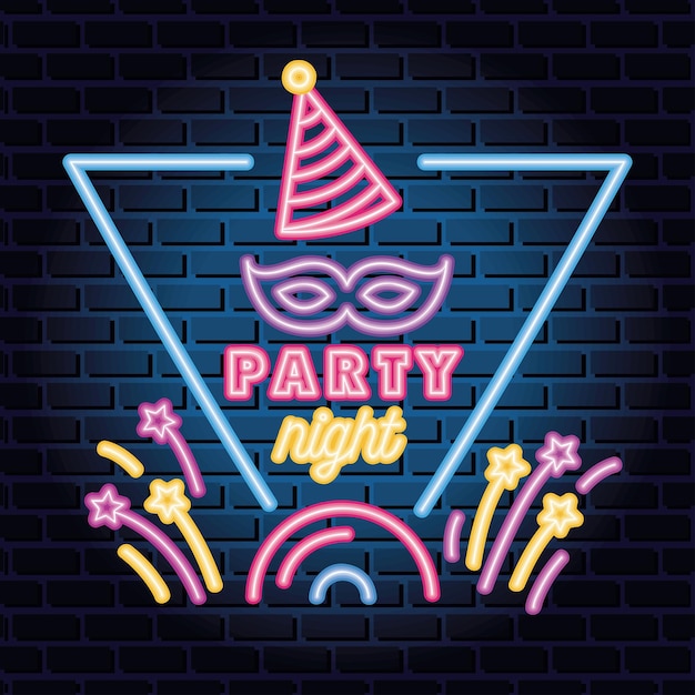 Vector neon party night lettering