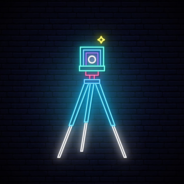 Segno della macchina fotografica al neon foto