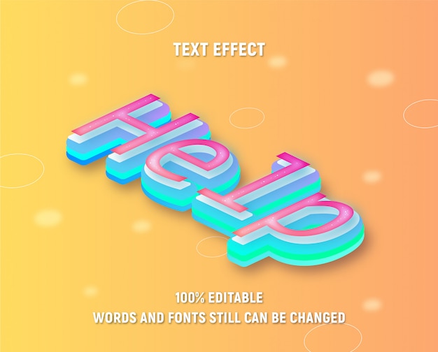 Vector neon pink and green editable text about help in isometric style.