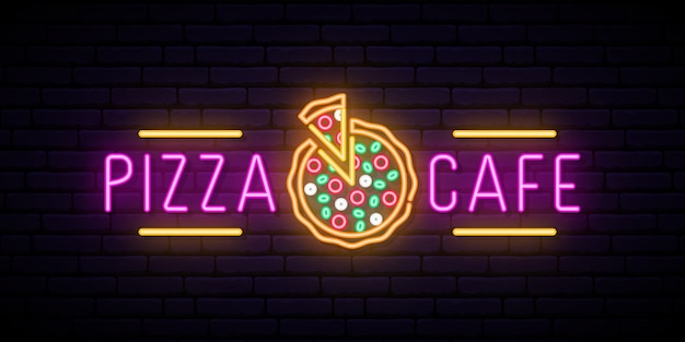 Vector neon pizza cafe sign