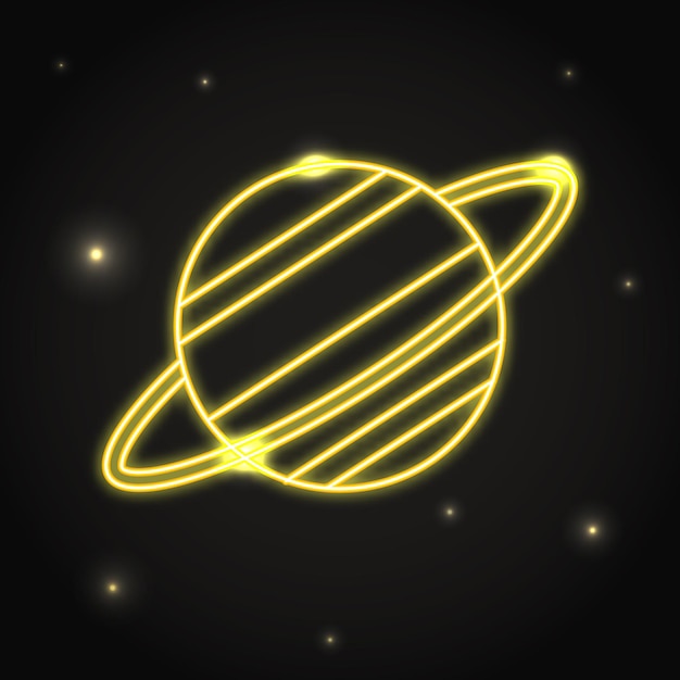 Vector neon planeet saturnus icoon