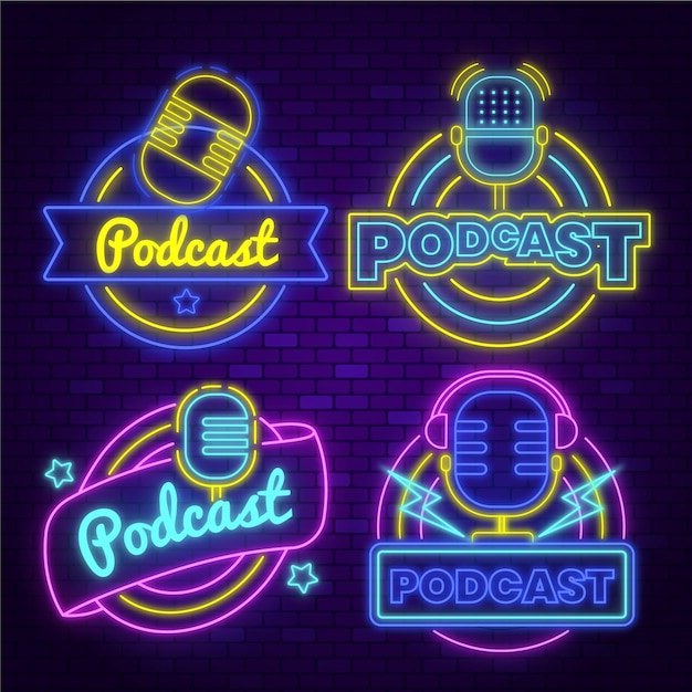 Neon podcast logo-collectie