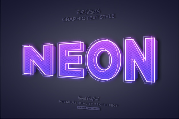 Neon viola 3d modificabile stile carattere effetto testo
