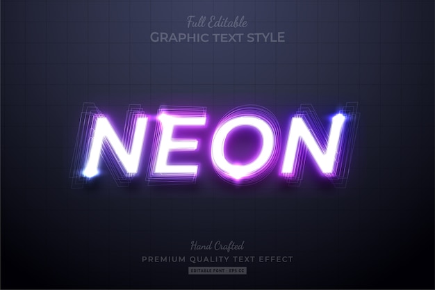 Neon purple editable eps text style effect premium