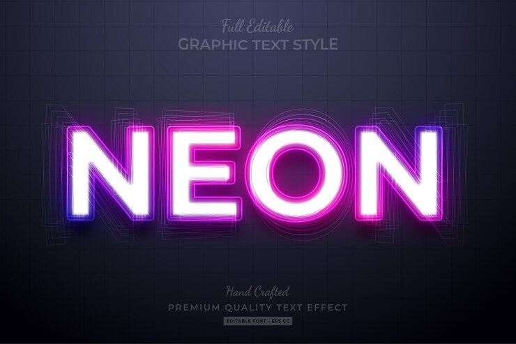 Vector neon purple editable text effect font style