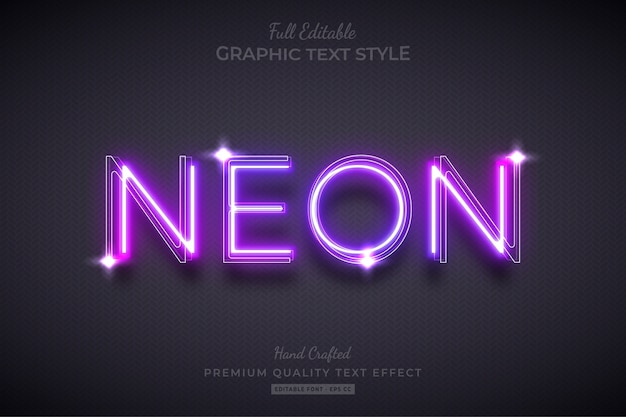 Vector neon purple editable text style effect