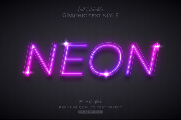 Вектор Стиль шрифта с редактируемым текстовым эффектом neon purple glow