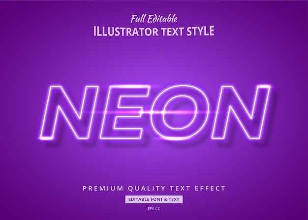 Neon purple glow text style effect premium