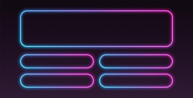 Neon quiz sjabloon ui-ontwerp voor vragenlijst met meerdere antwoorden gloeiende randen ingesteld voor tv-showwedstrijd