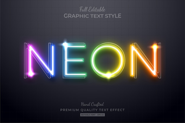 Neon rainbow editable text effect font style