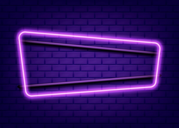 Neon rectangle frame or neon lights sign Vector illustration