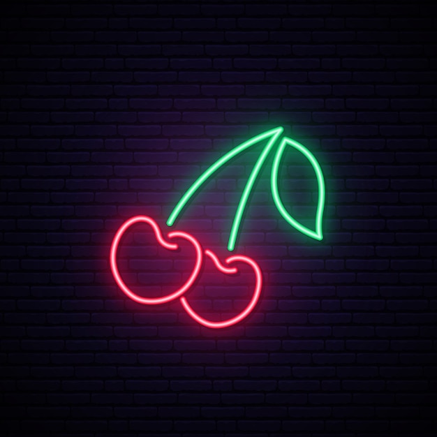 Neon red cherry sign