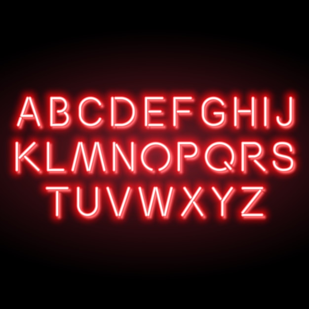 Neon red vector alphabet