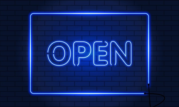 Неоновая ретро надпись Open.