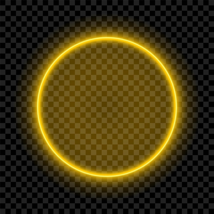 Vector neon round lamp wall sign isolated on transparent background vector neon shape glow frame border