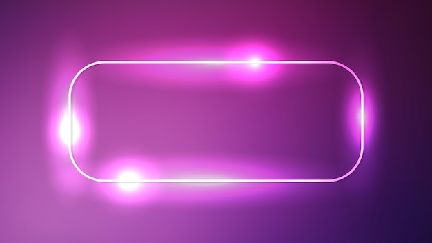 Neon rounded rectangle frame with shining effects on dark pink background Empty glowing techno backdrop Vector illustration