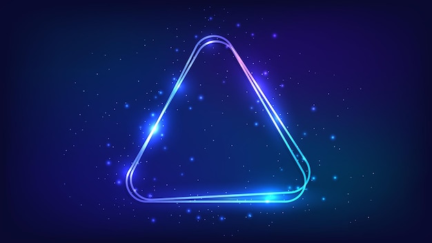 Neon rounded triangle frame with shining effects