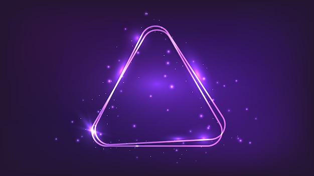 Neon rounded triangle frame with shining effects