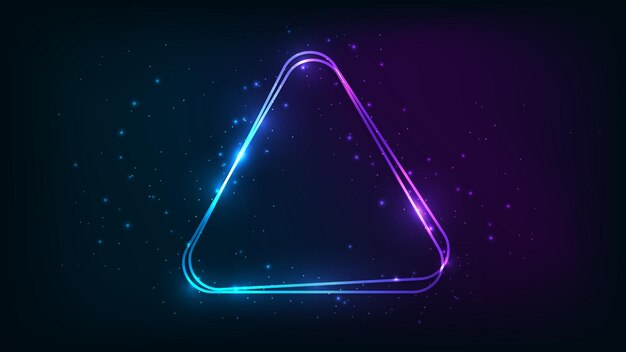 Neon rounded triangle frame with shining effects