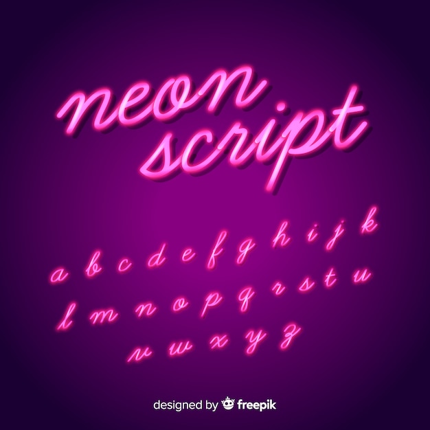 Neon script alphabet