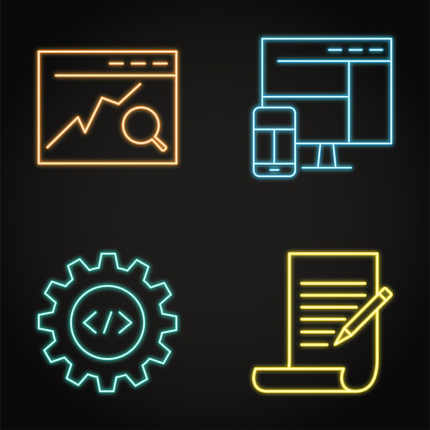 Neon SEO icon set