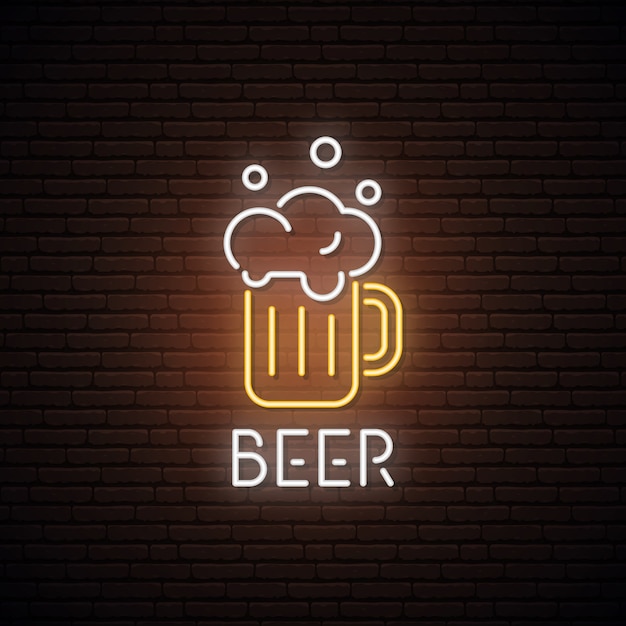 Neon sign of beer mug.