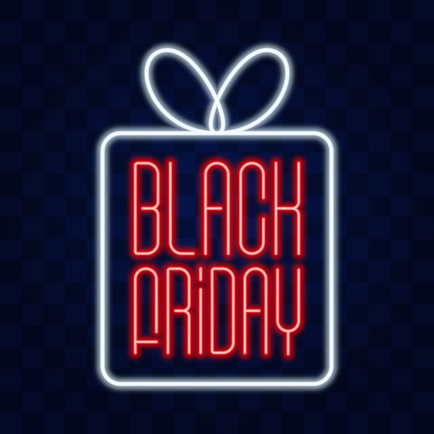 Insegna al neon di scritte del black friday.