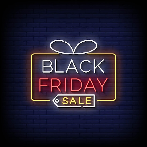 Vector neon sign black friday sale with brick wall background vector