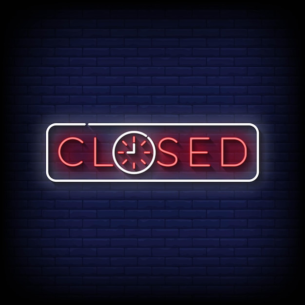 Neon sign closed with brick wall background vector