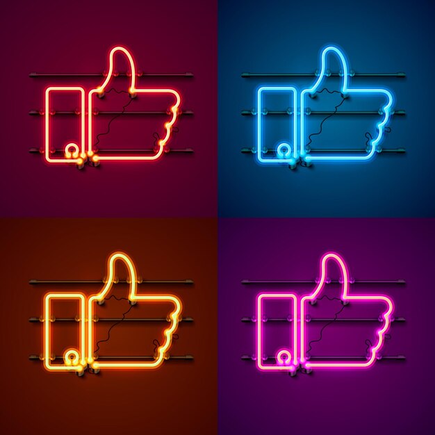 Insieme di colori dell'insegna al neon. elemento di design del modello. illustrazione vettoriale.