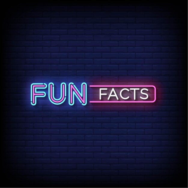 Neon Sign fun fact with brick wall background vector