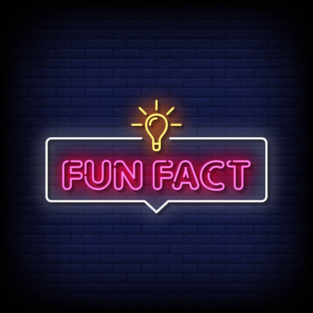 Neon sign fun fact with brick wall background vector