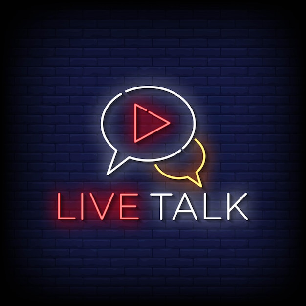 Neon Sign live talk met Brick Wall Background Vector