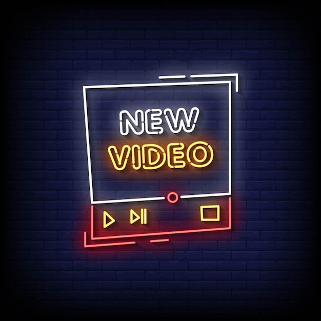 Neon Sign new video with Brick Wall Background vector