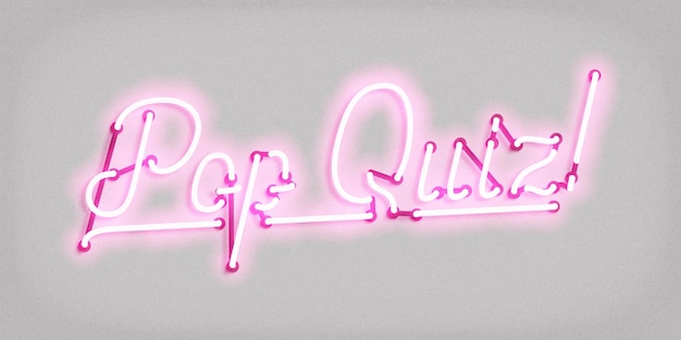 Vettore insegna al neon di pop quiz