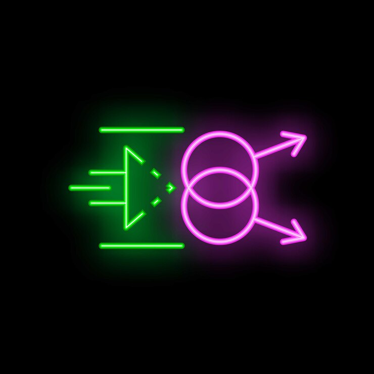 Vector neon sign showing data transfer to male homosexual couple symbol
