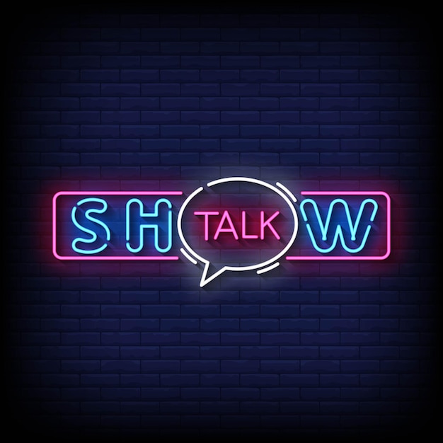 Neon Sign talkshow met bakstenen muur achtergrond Vector